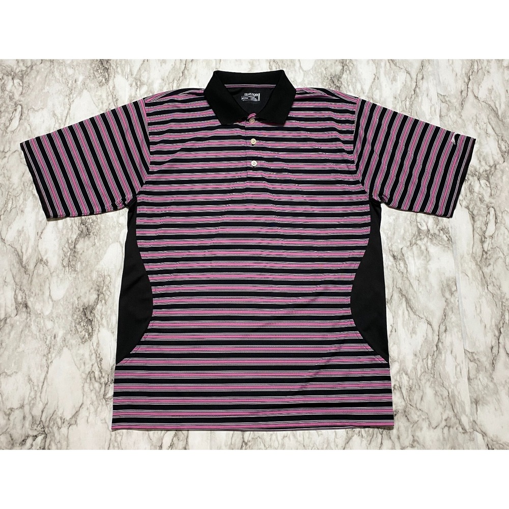Slazenger Golf Polo Mens Shirt Size M Multicolor Striped Short Sleeve Emb Logo‎